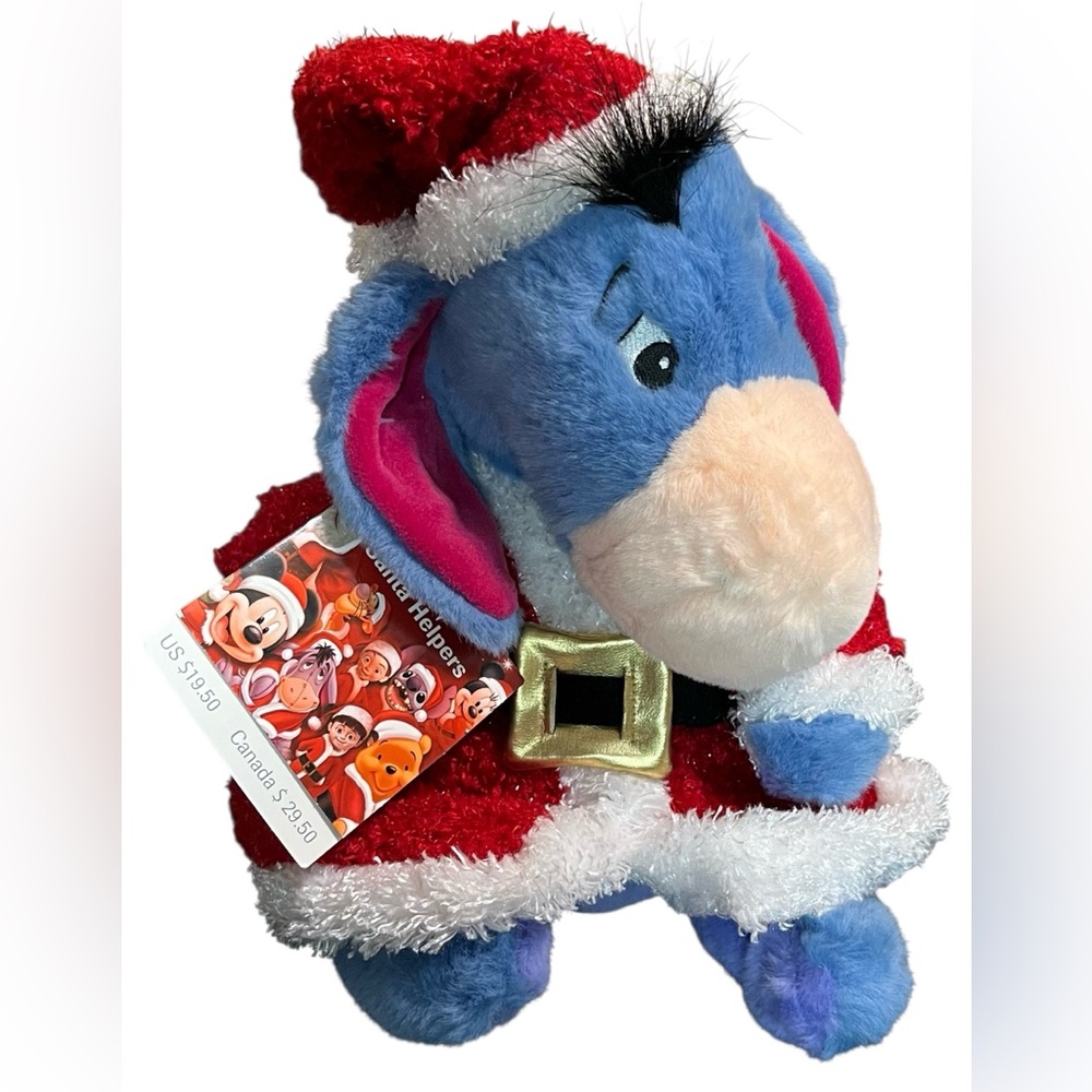 Disney Blue and Red Plush Donkey in Santa Outfit